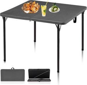 lot 750 image: $59 34 Folding Table, Portable Card Table with Collapsible Legs, Grey