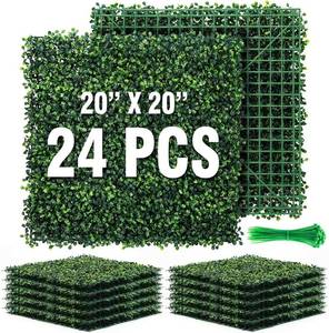 lot 753 image: $97 KASZOO 24 Pack 20x20 Grass Wall Panels - Boxwood, 66 sqft