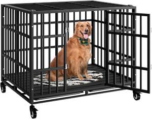 lot 757 image: $182 42 Inch Dog Crate with Wheels, Escape-Proof, Double-Door
