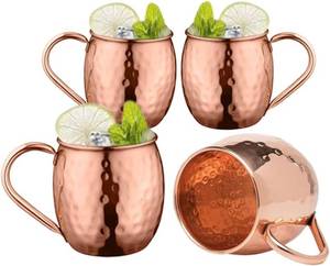 lot 761 image: BOLD & DIVINE Moscow Mule Copper Mugs 16 oz, Set of 4