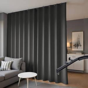 lot 790 image: $74 Room Divider Blackout Curtains & Track Set Wall Mount Extra Wide