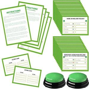 lot 791 image: Soulchen 32 Pcs St. Patricks Day Feud Game Set 30-Card, 2 Buzzer