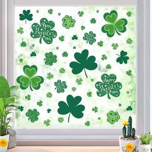 lot 798 image: St. Patricks Day Window Clings, 121 Pcs on 8 Sheets Shamrock