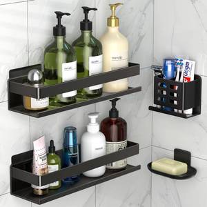 lot 34829 image: Shower Caddy, Shower Shelf 4 Pack - Bathroom Shower Shelf Rust-Proof Aluminum Adhesive Installation No Drilling Required, Suitable for Bathroom Storage and Home Decoration - Retail $30