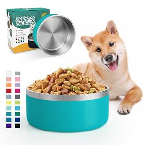 lot 34831 image: Dog Bowl for Food and Water, 40 Oz Stainless Steel Pet Feeding Bowl, Durable Non-Skid Double Wall Insulated Heavy Duty with Rubber Bottom for Medium Large Dogs (40 Ounces5 Cup, Lakeblue)