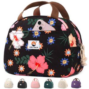 lot 34840 image: Lunch Box for Women Girls Teens, Cute Lunch Box Cooler Bag, Portable Insulated Small Lunch Bag Women Reusable Corduroy Lunch Tote for WorkTravelPicnicSchool (Flower)