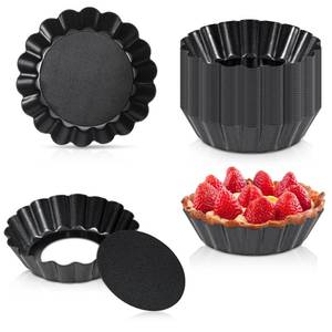lot 34871 image: 32 Pcs Mini Tart Pans with Removable Bottom, 3 Inch Round Nonstick Quiche Pan Small Quiche Pans Bakeware Mold Fluted Side for Pies Quiche Cheese Cakes Desserts - Retail $30