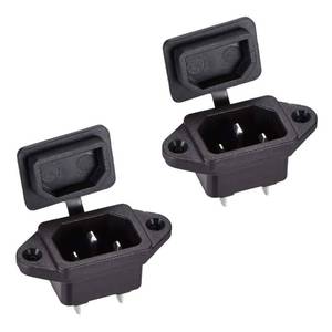 lot 34881 image: C14 Panel Mount Plug Adapter AC 250V 10A 3 Pins IEC Inlet Module Plug Power Connector Socket with Cover Pack of 2 - Retail $9