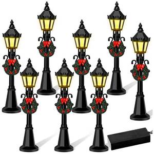 lot 34882 image: Christmas Mini Street Light Models, 4 Pcs Mini Street Lamp Dollhouse Streetlight Models, Miniature Christmas Village Pathway Lantern Post for DIY Micro Landscape Fairy Garden Accessories - Retail $10