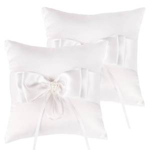 lot 34914 image: 2 Pack Ring Pillow,Pearls Ring Cushion, Ring Bearer, Ring Holder for Beach Wedding, Wedding Ceremony, Proposal - Retail $18