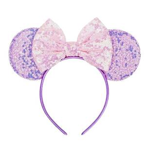 lot 34915 image: Mouse Ears Headbands for Women Groups Mouse Ears Shiny Bows for Birthday Themed Events Accessories Party (Purple1, One Size) - Retail $8