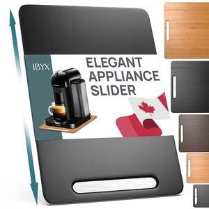 lot 34916 image: Elegant Sliding Tray for Your Coffee Maker & Heavy Kitchen Appliances - Sturdy, Slides Easily from Under The Cabinet (Black, 9.5W x 14D) - Retail $38