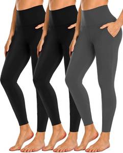 lot 34920 image: 3 Pack Leggings with Pockets for Women,High Waisted Tummy Control Workout Yoga Pants size L - Retail $22
