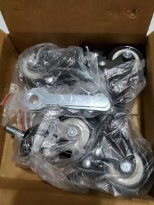 lot 34928 image: Stem Caster Wheels 2 inch Total Locking Casters Set of 4, Threaded Stem 38 -16 x 1 (Diameter 38, Length 1) Swivel Heavy Duty Castors Black - Retail $15