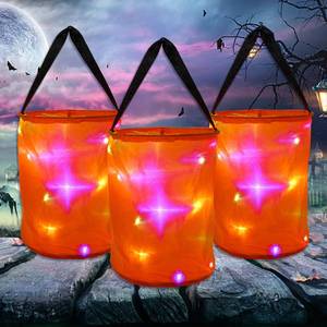 lot 34933 image: 3 Pcs LED Light Halloween Candy Bags, Light Up Multipurpose Halloween Trick or Treat Bucket for Halloween Party Favors Goodie Bags