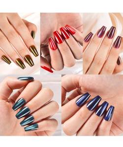 lot 34935 image: Cat Eye Press On Nails, Coffin Cat Eye Nail Tips, Glossy Glitter Soft Gel Stick On Nails, Reusable Fake Nails for Nail Art DIY 5 Set - Retail $9
