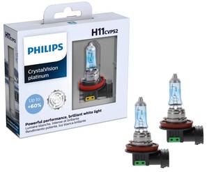 lot 34942 image: Philips Automotive Lighting H11 Crystal Vision Platinum Superior Upgrade Bright White Automotive Replacement Headlight Bulb, for High Beam, Low Beam, and Fog Positions (Pack of 2) - Retail $51