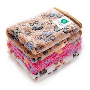 lot 34949 image: 1 Pack 3 Blankets Super Soft Fluffy Premium Fleece Pet Blanket Flannel Throw for Dog Puppy Cat Paw BrownPinkWhite Large(41x31 inch) - Retail $26