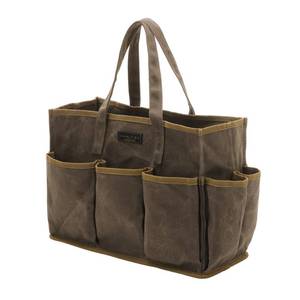 lot 34951 image: 16OZ Waxed Canvas Tool Tote Bag for Garden Tools Wrench Set & Screwdrivers  11-Pocket Garden Tool Bag with Portable Handles, Multi-Purpose Tool Storage Organizer (14L x 5.5W x 10.5H) �� brown - Retail $29