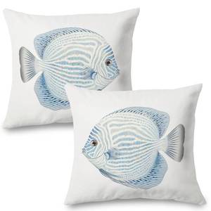 lot 34955 image: Fish Throw Pillow Covers, Beach Coastal Pillow Covers 20x20 Set of 2, Beach Coastal Pillows Decorative Throw Pillows for Home Couch Bedroom Living Room - Retail $19