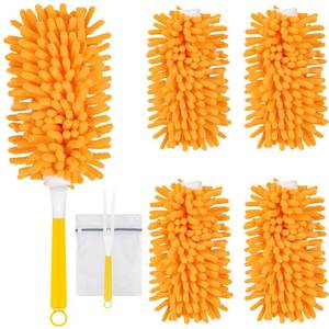 lot 34966 image: 4 Pack Reusable Duster Refills Compatible with Swiffer Hand Duster, Washable Microfiber 360 Heavy Duty Dusters Refills for Dusting Cleaning(Include 1 Handle & Laundry Bag) - Retail $13