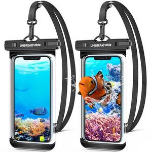 lot 34990 image: UNBREAKcable Waterproof Phone Pouch-2 Pack IPX8 Waterproof Phone Case for iPhone 16 15 14 13 12 11 Pro Max & Samsung S25 S24 S23-Dry Bag & Travel Essentials for Beach, Pool, Kayak & Cruise-7 Black - Retail $16