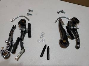 lot 34993 image: Free-fly 1 Pair Bike Brakes Mountain Bike V Brakes Set, Including V Brake for Front and Rear Wheel, Fit for Most Bicycle, Road Bike, MTB, BMX (Black) - Retail $15