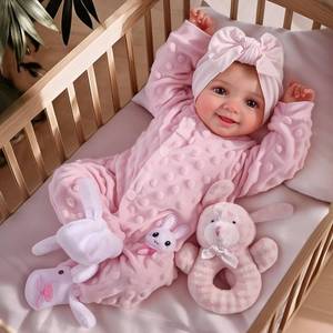 lot 35002 image: Reborn Baby Dolls Sunny - 17Inch Cute Soft Vinyl Realistic Baby Doll Poseable Smiling Real Life Baby Dolls with Complete Accessories for 3 Years Old Gifts - Retail $40