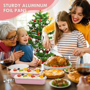 lot 35008 image: Mini Loaf Pans with Lids and Spoons Sealing Sticker, 6.8oz Mini Cake Pans for Baking, Disposable Aluminum Foil Loaf Pans, Pink Loaf Baking Pans, Small Cake Containers With Lids - Retail $15