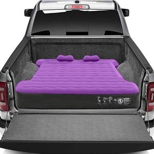 lot 35010 image: Short Truck Beds Inflatable Air Mattress for Outdoor with Pump & Carry Bag  5.5ft to 5.8ft Truck Box  Durable and Waterproof  F150  Silverado  Sierra Ram  Cheyenne Titan Tundra -Purple - Retail $65