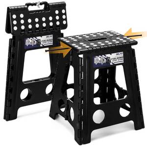 lot 35012 image: 16 Inch Folding Step Stool,Foldable Stool for Adults with Safety Lock, Portable Collapsible Plastic Stepstool, Non Slip Folding Stools for Kitchen Bathroom Bedroom Up to 400LBS