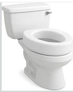 lot 2754 image: Carex Toilet Seat Riser, Elongated Raised Toilet Seat Adds 3.5 inches to Toilet Height,
