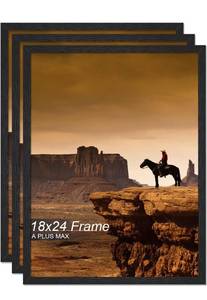 lot 2758 image: A PLUS MAX 18x24 Picture Frame Set of 3, Black Engineered Wood Frame for 18 x 24 Inch Picture Poster Photo,