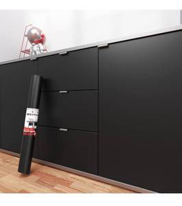 lot 2764 image: Decotalk 30x200 Black Peel and Stick Wallpaper Black Contact Paper for Cabinets Decorative Removable Wallpaper for Bedroom Solid Black
