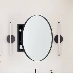 lot 2780 image: Surface Mount Black Round Circle Bathroom Medicine Cabinet with Mirror Circlular Shaped