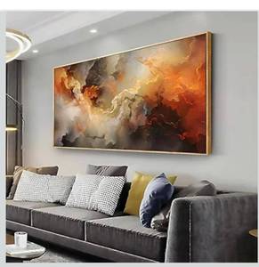 lot 2809 image: Wall Art Framed Ready to Hang Home Decor Orange White Artwork Wall Art Prints Canvas Painting Large Size for Living Room Bedroom Office Decoration 20x40