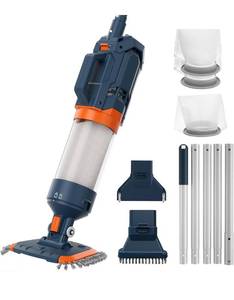 lot 2813 image: Cordless Heave Duty Pool Vacuum-True Powerful Suction 16.8 GPM, 60M Run-time, 25�m Ultra Fine Mesh Filter, Handheld Rechargeable Hot Tub Cleaner with Poles for Above Ground&Inground Pool