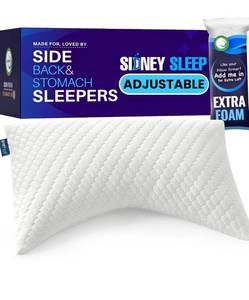 lot 2820 image: Sidney Sleep Adjustable Curved Contour Fill Pillow Queen Size for Side and Back Sleepers