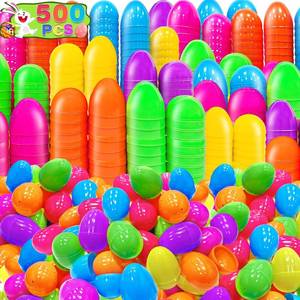 lot 2828 image: TURNMEON 500 Count Plastic Easter Eggs Bulk 6 Colors Easter Eggs Fillable� Easter Basket Stuffer Filler 2.2 Inch Surprise Empty Easter Eggs for Eggs Hunt, Classroom Prize Party Favor Supplies