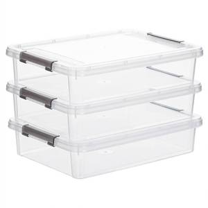 lot 2829 image: Citylife 3 PCS Plastic Storage Bins with Latching Lids Portable Project Case Clear File Box Stackable Storage Containers for Organizing A4 Paper, Photo, Document, Scrapbook