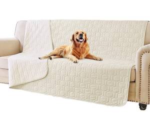 lot 2838 image: Tcksstex Waterproof and Anti-Slip Dog Bed Cover and Pet Blanket Sofa Pet Bed Mat�car Incontinence Mattress Protectors Furniture Couch Cover for Most Cats Dogs, Pets�52x82-Ivory