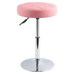 lot 2839 image: FURWOO Adjustable Pink Short Round Shop Stool, Padded Spa Stool, Ideal for Salon, Manicure, Small