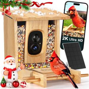 lot 2846 image: PeckCam Bird Feeder with Camera - 4MP 2K Live AI Bird Species Identification Instant Arrival Alerts - Smart Cameras Birds Feeders Solar Powered Birdwatching Gift for Birdlover Mom Dad, 2.4GHz WiFi