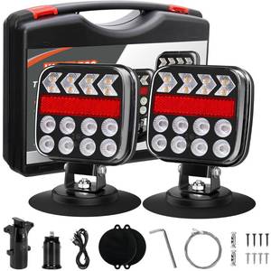 ZUNAICE Wireless Trailer Lights, Adjustable Magnetic LED Trailer Lights with Reflectors, Rechargeable Tow Tail Light Kit for Trucks, Boats, RVs, Campers, IP67 Waterproof