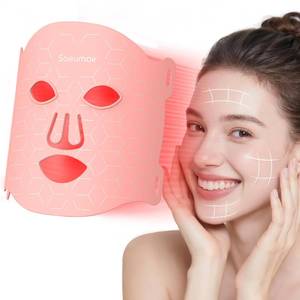lot 2856 image: Soeumoir Red Light Therapy Mask, 7 Colors LED Face Mask Red Light Therapy with Rechargeable Controller, Near-Infrared LED Light Therapy Mask with Timing Function for Home Skincare