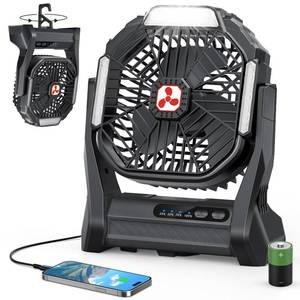 lot 2861 image: Portable Rechargeable Fan, 20000mAh Cordless Battery Powered Camping Tent Fans with SOS & LED Lantern, Small USB C Operated Outdoor Ventilador for Travel Camp Fishing Bedroom Power Outage Emergency
