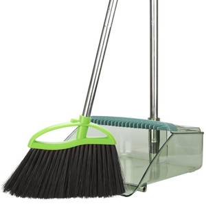 lot 2862 image: Soft Bristles Green Angle Broom and Dustpan Set, Long Handle Household Indoor Broom with Dustpan Combo Set for Room Kitchen Lobby Office Hardwood Floor Sweeping Floor Cleaning