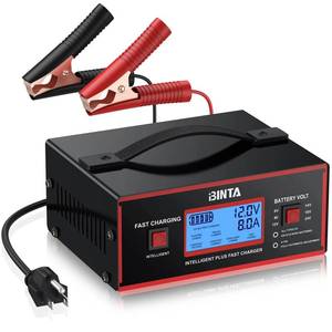 BINTA Battery Charger 6/8/12/14/16/24V Lead Acid Fully Automatic Battery Maintainer, Smart Car Trickle Charger 0-10A Automotive with Cable Clamps for Truck SUV Motorcycle Lawn Mower Marine Batteries