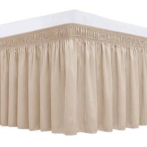 lot 2868 image: Biscaynebay Wrap Around Bed Skirts for King & Cal King Beds 17 Long Drop, Sand Adjustable Elastic Dust Ruffles Easy Fit Wrinkle Resistant Silky Luxurious Fabric Machine Washable