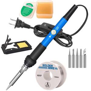 lot 2879 image: LDK 60W Soldering Iron Kit, 110V Soldering Iron with 5 Solder Tips, Solder Wire, Adjustable Temperature Solder Welding Tools, Fast Heating, Electronic Repair, Permanent Jewelry Starter Kit